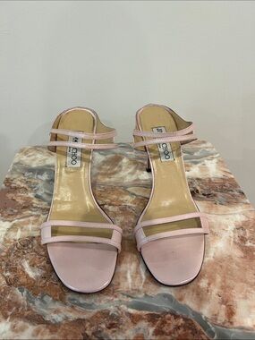 Jimmy Choo Pale Pink Strappy Mid-Heel Sandals